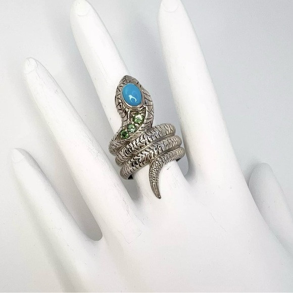 🎃Nicky Butler 925 Sterling Silver Turquoise SNAKE Coiled Ring Brand New Unique - Picture 5 of 12